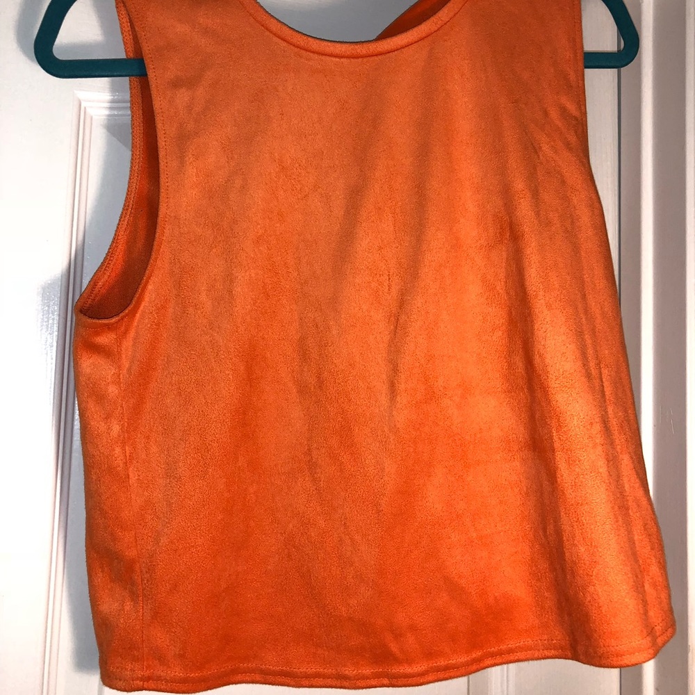 Orange suede Zara cropped tank top